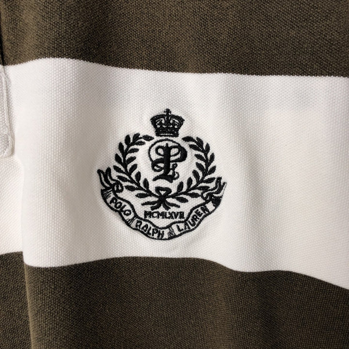 Ralph Lauren POLO by Ralph Lauren short sleeve striped polo shirt, men's XL size cotton white type Vintage Second Hand