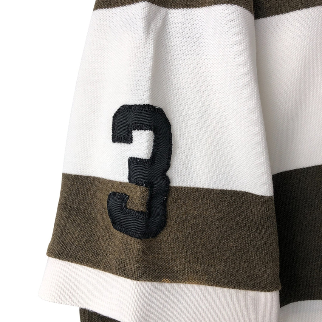 Ralph Lauren POLO by Ralph Lauren short sleeve striped polo shirt, men's XL size cotton white type Vintage Second Hand