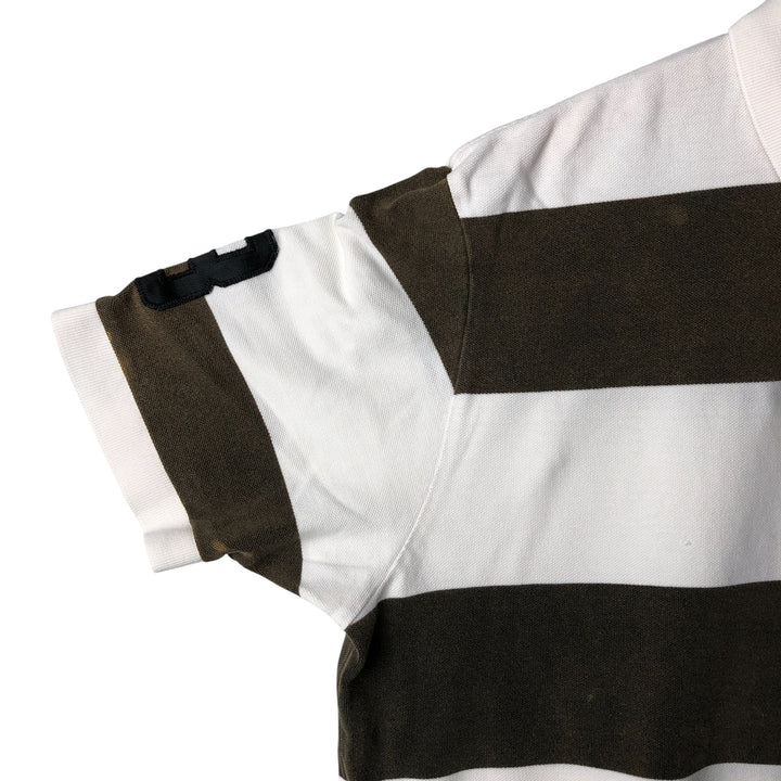 Ralph Lauren POLO by Ralph Lauren short sleeve striped polo shirt, men's XL size cotton white type Vintage Second Hand