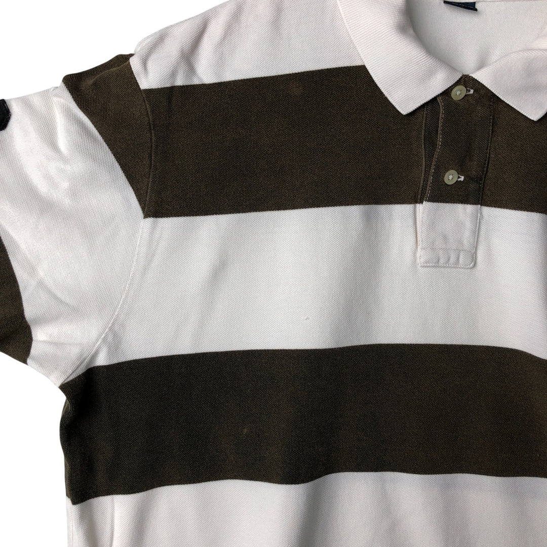 Ralph Lauren POLO by Ralph Lauren short sleeve striped polo shirt, men's XL size cotton white type Vintage Second Hand