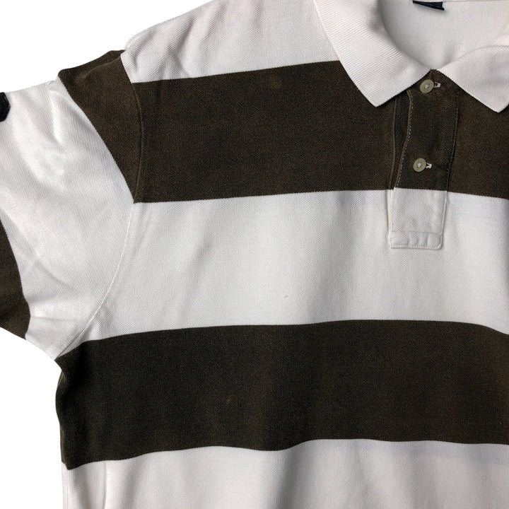 Ralph Lauren POLO by Ralph Lauren short sleeve striped polo shirt, men's XL size cotton white type Vintage Second Hand