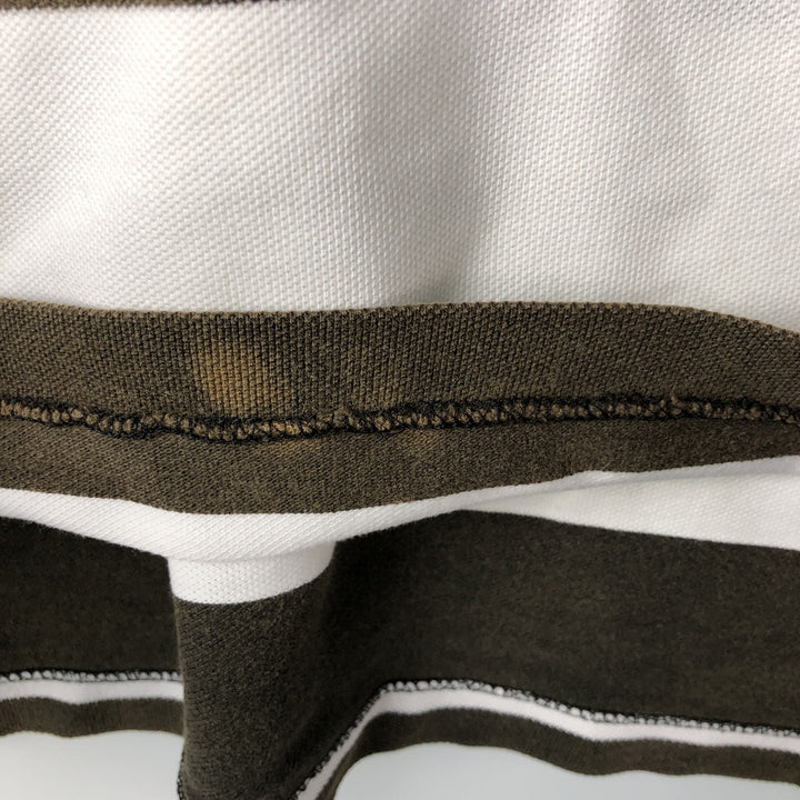 Ralph Lauren POLO by Ralph Lauren short sleeve striped polo shirt, men's XL size cotton white type Vintage Second Hand