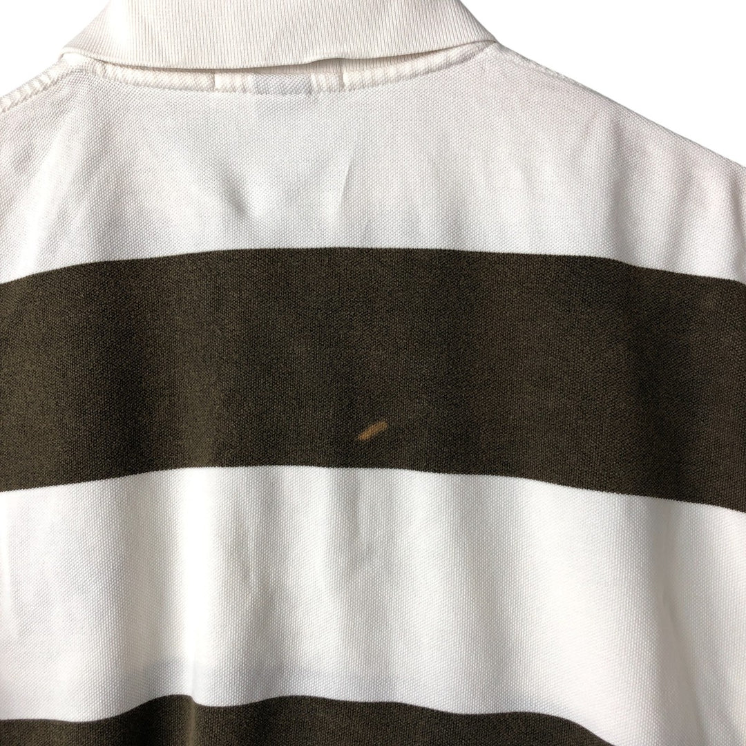 Ralph Lauren POLO by Ralph Lauren short sleeve striped polo shirt, men's XL size cotton white type Vintage Second Hand