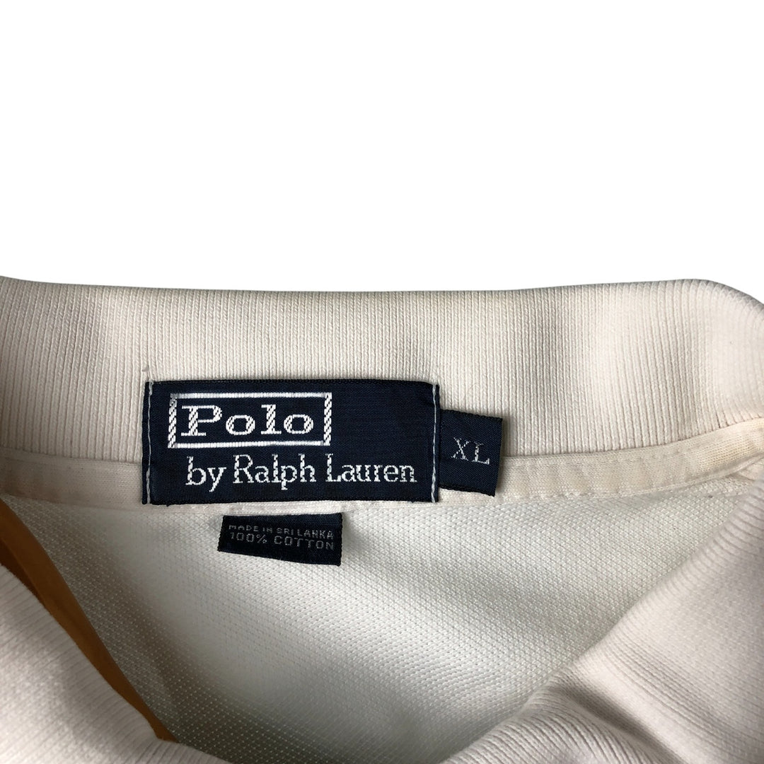 Ralph Lauren POLO by Ralph Lauren short sleeve striped polo shirt, men's XL size cotton white type Vintage Second Hand