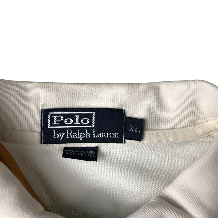 Ralph Lauren POLO by Ralph Lauren short sleeve striped polo shirt, men's XL size cotton white type Vintage Second Hand