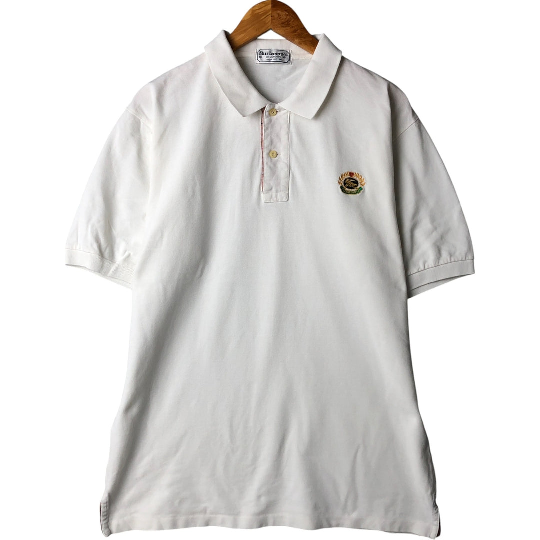 Burberry's BURBERRYS OF LONDON short sleeve polo shirt for men, equivalent to XL cotton white type Vintage Second Hand