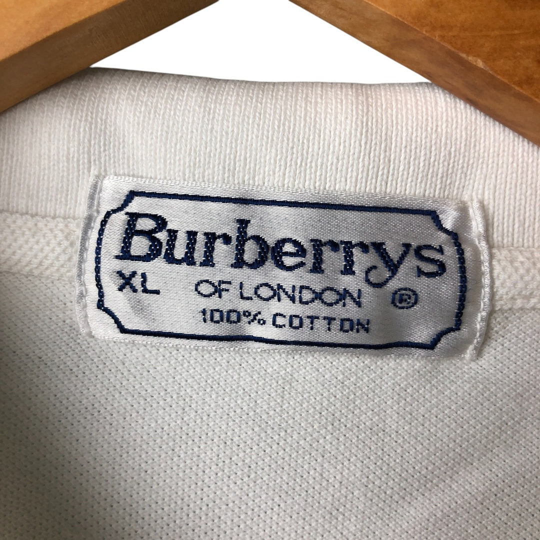 Burberry's BURBERRYS OF LONDON short sleeve polo shirt for men, equivalent to XL cotton white type Vintage Second Hand