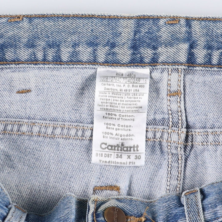 00'S Carhartt Traditional FIT Tapered Denim Pants Men's w35 equivalent cotton blue type Vintage Second Hand
