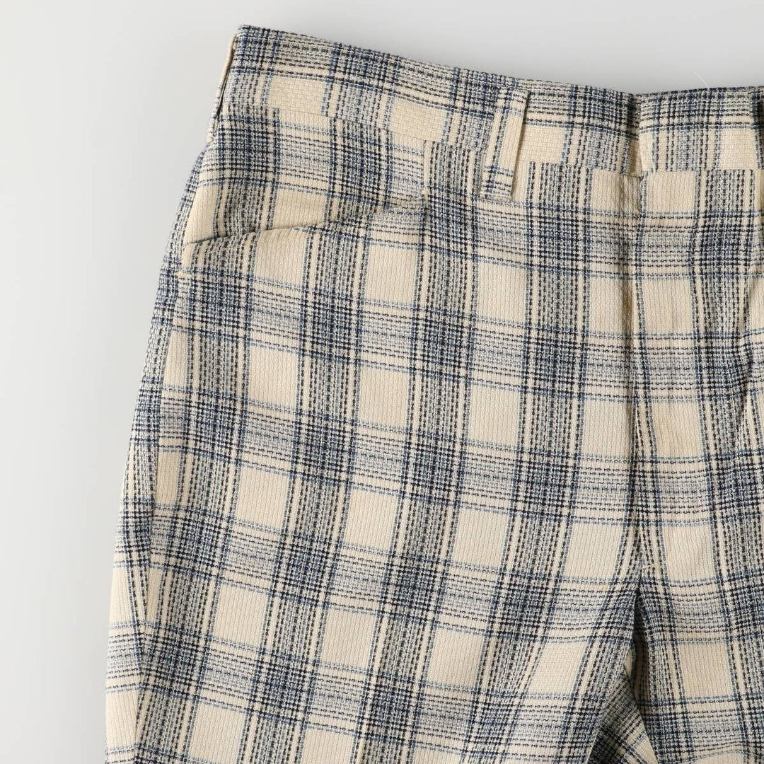 Vintage 1980'S Haggar Slacks Check Pattern Flare Pants, Men's Size W37 unclear Beige type Vintage Second Hand