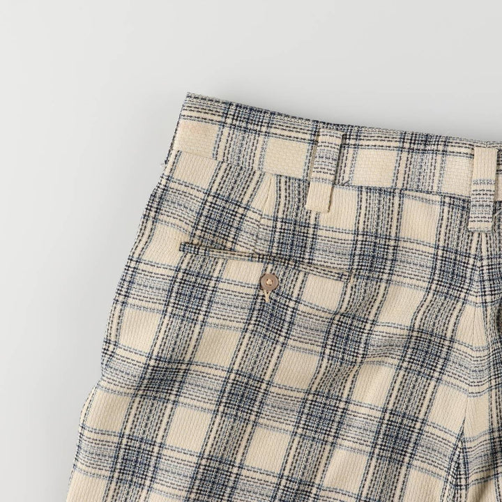 Vintage 1980'S Haggar Slacks Check Pattern Flare Pants, Men's Size W37 unclear Beige type Vintage Second Hand