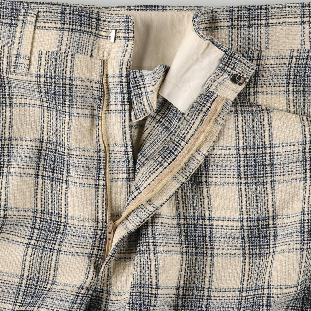 Vintage 1980'S Haggar Slacks Check Pattern Flare Pants, Men's Size W37 unclear Beige type Vintage Second Hand