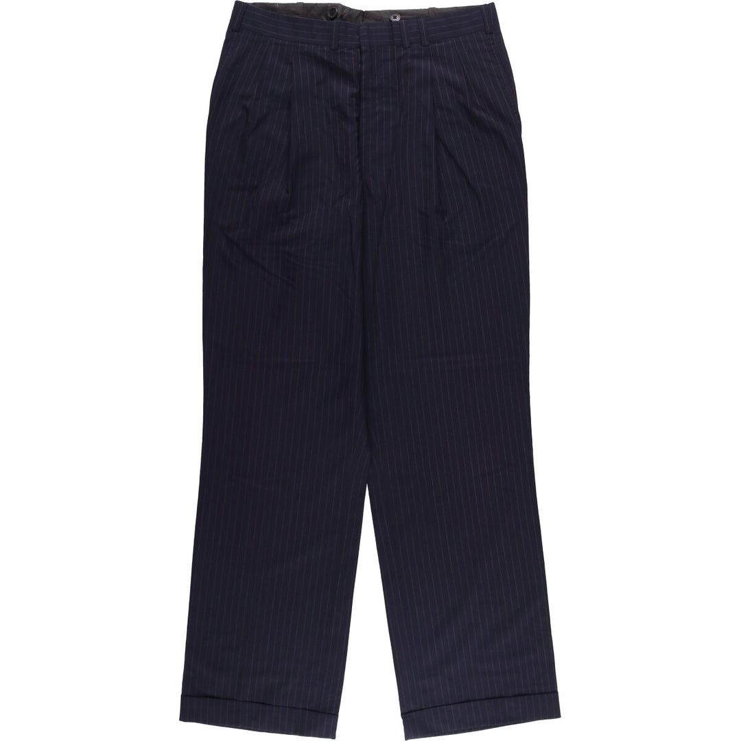 90'S Vintage Oxxford Clothes Striped Pattern Two-Pleated Slacks, Men's Size W33 unclear navy blue type Vintage Second Hand