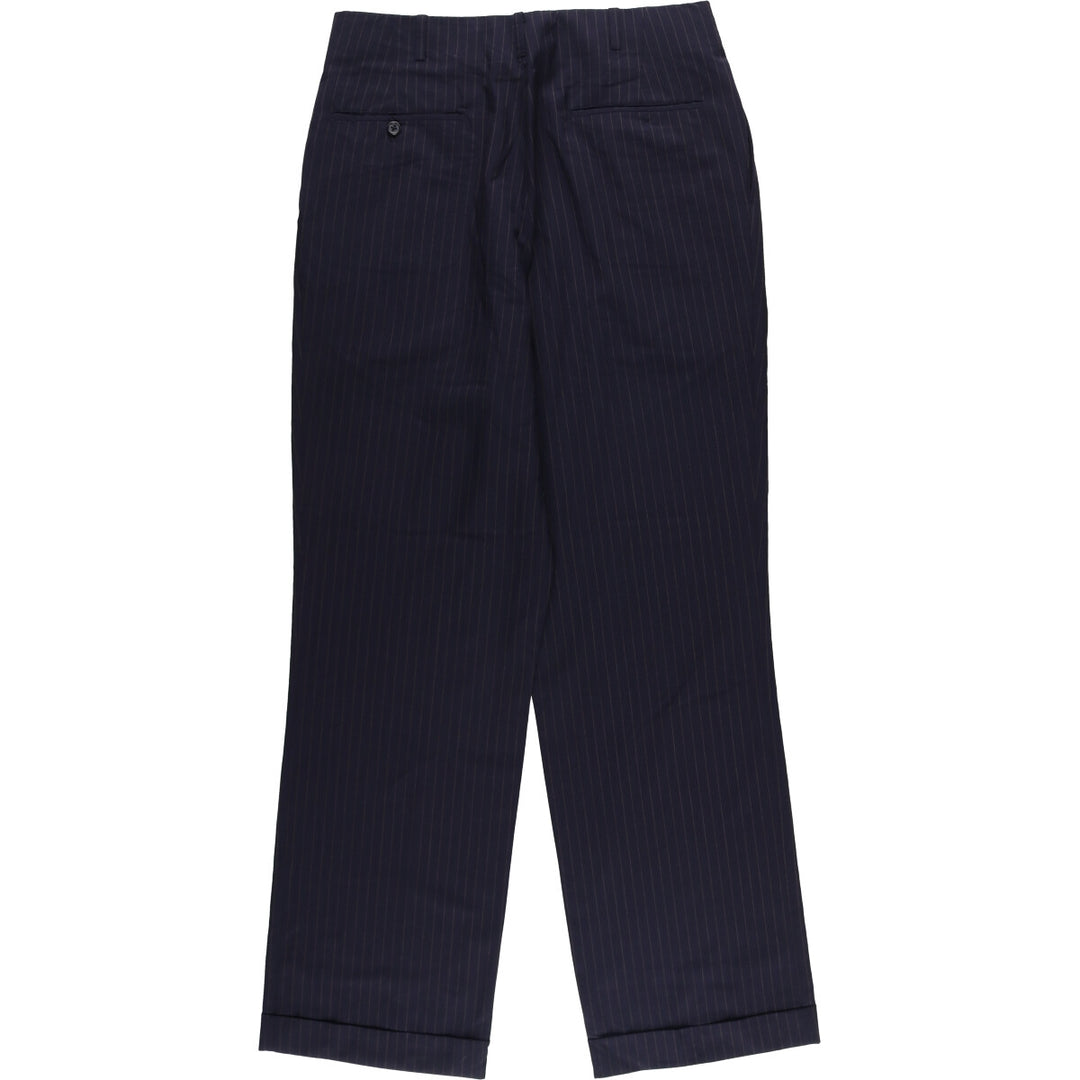 90'S Vintage Oxxford Clothes Striped Pattern Two-Pleated Slacks, Men's Size W33 unclear navy blue type Vintage Second Hand