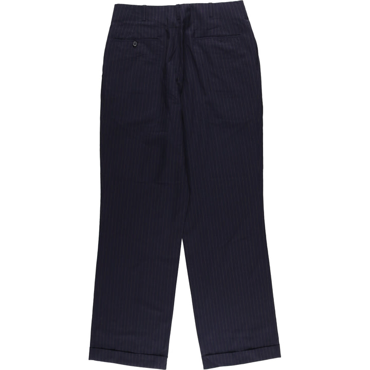 90'S Vintage Oxxford Clothes Striped Pattern Two-Pleated Slacks, Men's Size W33 unclear navy blue type Vintage Second Hand