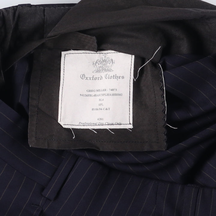 90'S Vintage Oxxford Clothes Striped Pattern Two-Pleated Slacks, Men's Size W33 unclear navy blue type Vintage Second Hand