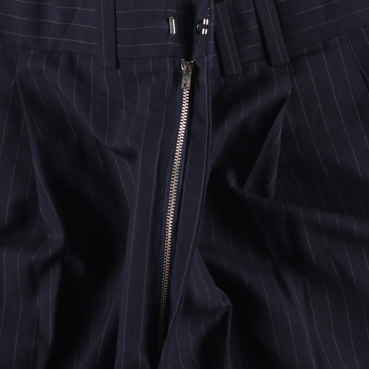 90'S Vintage Oxxford Clothes Striped Pattern Two-Pleated Slacks, Men's Size W33 unclear navy blue type Vintage Second Hand