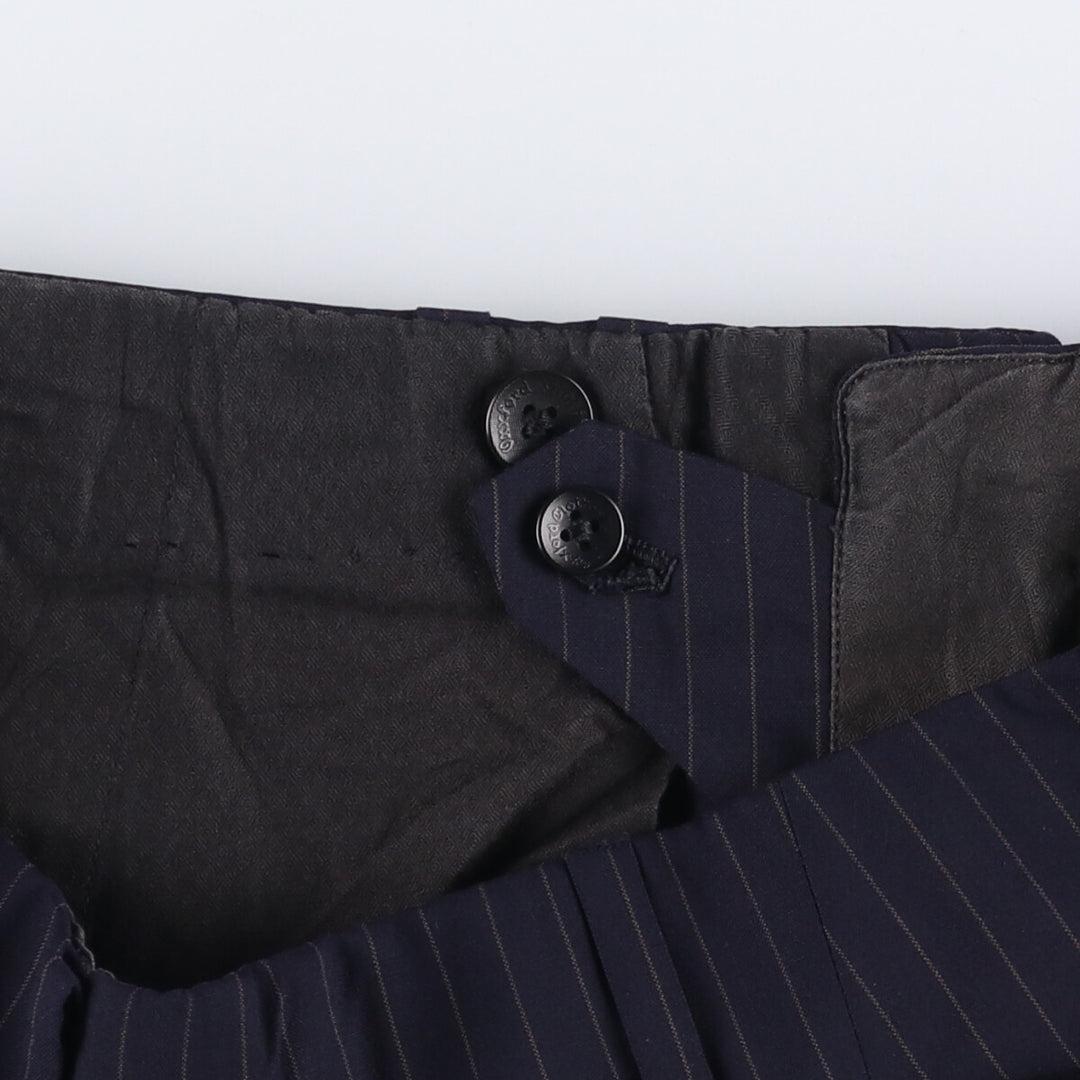 90'S Vintage Oxxford Clothes Striped Pattern Two-Pleated Slacks, Men's Size W33 unclear navy blue type Vintage Second Hand