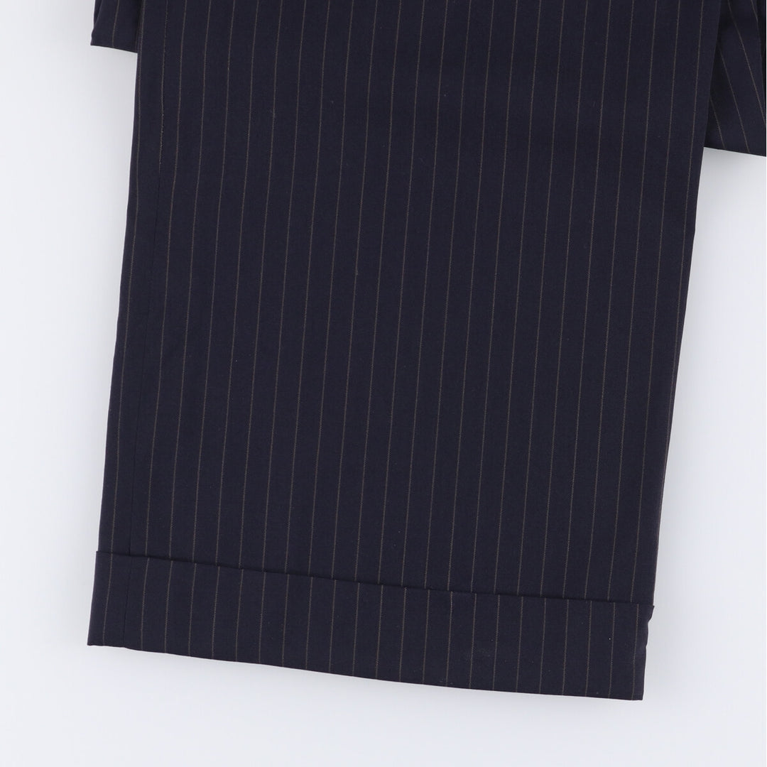 90'S Vintage Oxxford Clothes Striped Pattern Two-Pleated Slacks, Men's Size W33 unclear navy blue type Vintage Second Hand