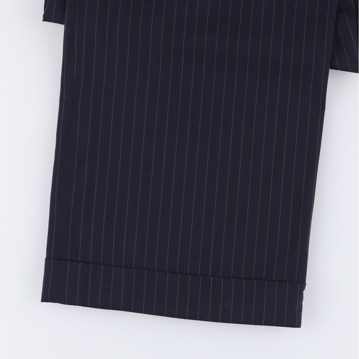 90'S Vintage Oxxford Clothes Striped Pattern Two-Pleated Slacks, Men's Size W33 unclear navy blue type Vintage Second Hand