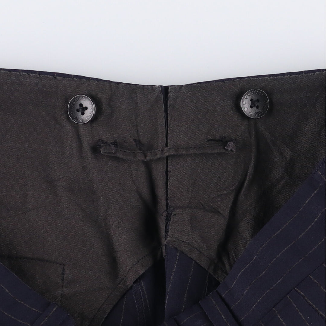 90'S Vintage Oxxford Clothes Striped Pattern Two-Pleated Slacks, Men's Size W33 unclear navy blue type Vintage Second Hand