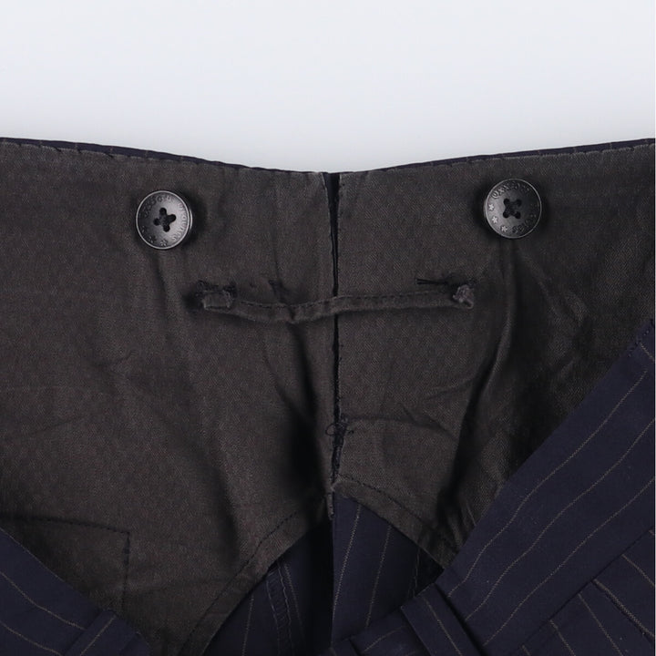 90'S Vintage Oxxford Clothes Striped Pattern Two-Pleated Slacks, Men's Size W33 unclear navy blue type Vintage Second Hand