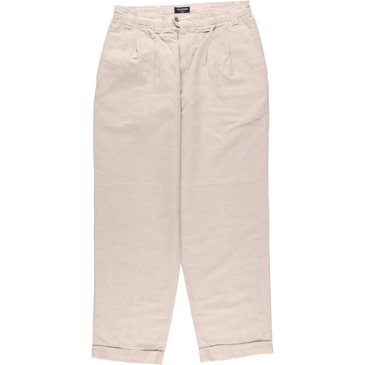 90'S Levi's DOCKERS Khaki LOOSE FIT Two-pleat Linen Pants Slacks Made in USA Men's W33 Vintage linen Beige type Vintage Second Hand