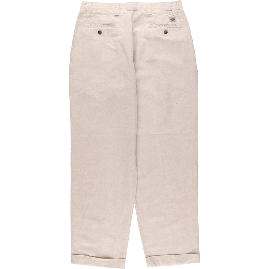90'S Levi's DOCKERS Khaki LOOSE FIT Two-pleat Linen Pants Slacks Made in USA Men's W33 Vintage linen Beige type Vintage Second Hand
