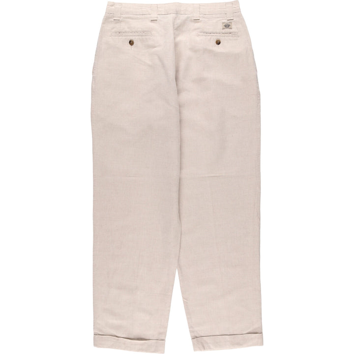 90'S Levi's DOCKERS Khaki LOOSE FIT Two-pleat Linen Pants Slacks Made in USA Men's W33 Vintage linen Beige type Vintage Second Hand