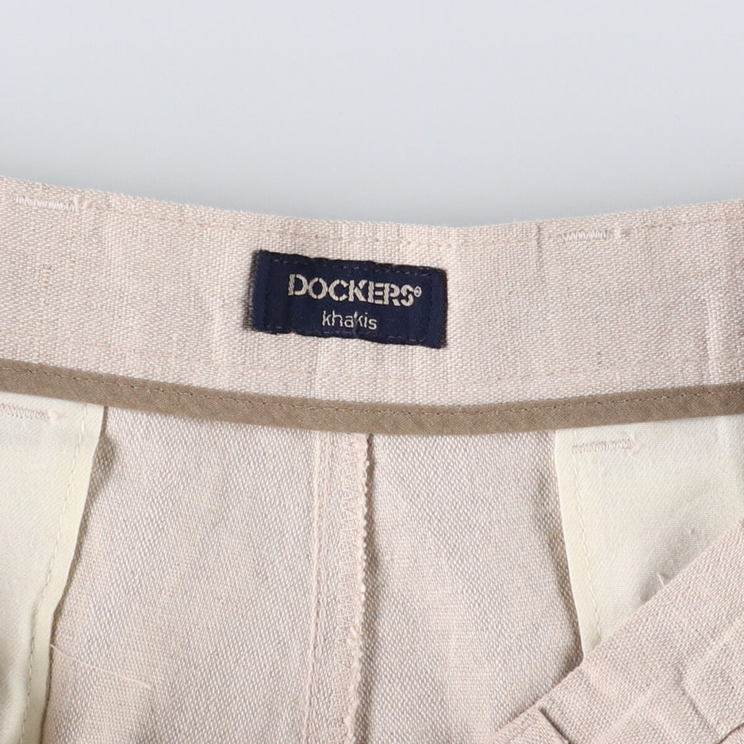 90'S Levi's DOCKERS Khaki LOOSE FIT Two-pleat Linen Pants Slacks Made in USA Men's W33 Vintage linen Beige type Vintage Second Hand