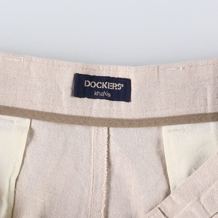 90'S Levi's DOCKERS Khaki LOOSE FIT Two-pleat Linen Pants Slacks Made in USA Men's W33 Vintage linen Beige type Vintage Second Hand