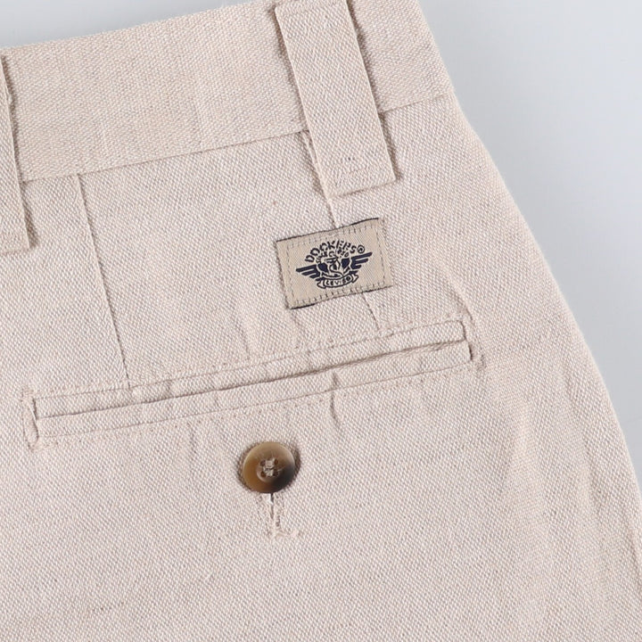 90'S Levi's DOCKERS Khaki LOOSE FIT Two-pleat Linen Pants Slacks Made in USA Men's W33 Vintage linen Beige type Vintage Second Hand