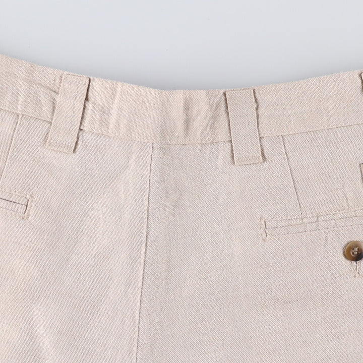 90'S Levi's DOCKERS Khaki LOOSE FIT Two-pleat Linen Pants Slacks Made in USA Men's W33 Vintage linen Beige type Vintage Second Hand