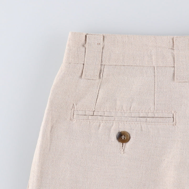 90'S Levi's DOCKERS Khaki LOOSE FIT Two-pleat Linen Pants Slacks Made in USA Men's W33 Vintage linen Beige type Vintage Second Hand
