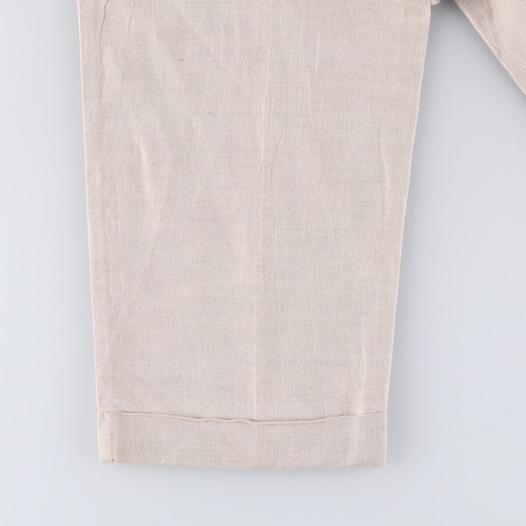 90'S Levi's DOCKERS Khaki LOOSE FIT Two-pleat Linen Pants Slacks Made in USA Men's W33 Vintage linen Beige type Vintage Second Hand