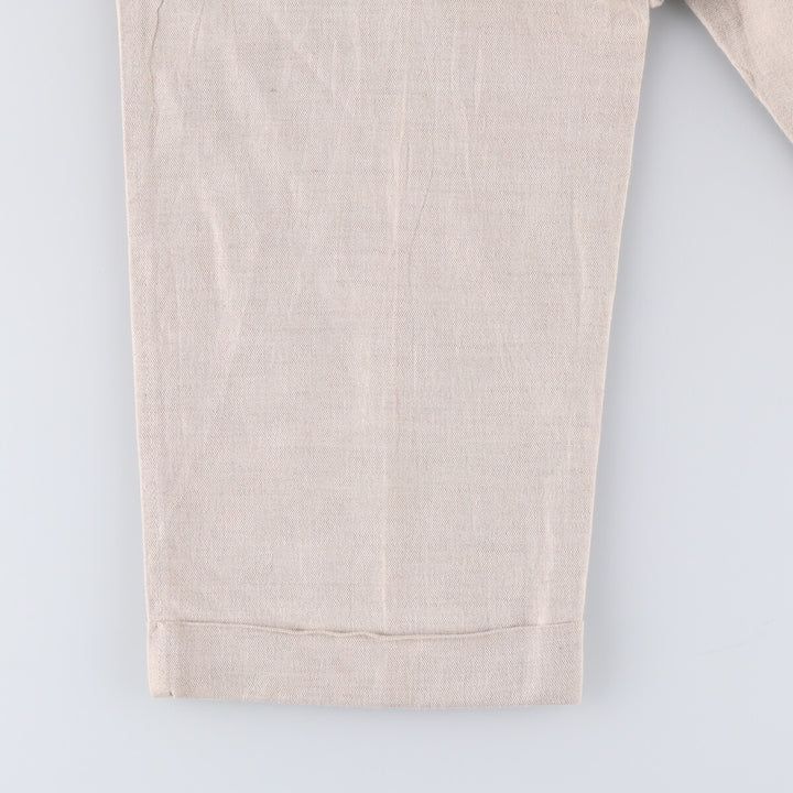 90'S Levi's DOCKERS Khaki LOOSE FIT Two-pleat Linen Pants Slacks Made in USA Men's W33 Vintage linen Beige type Vintage Second Hand