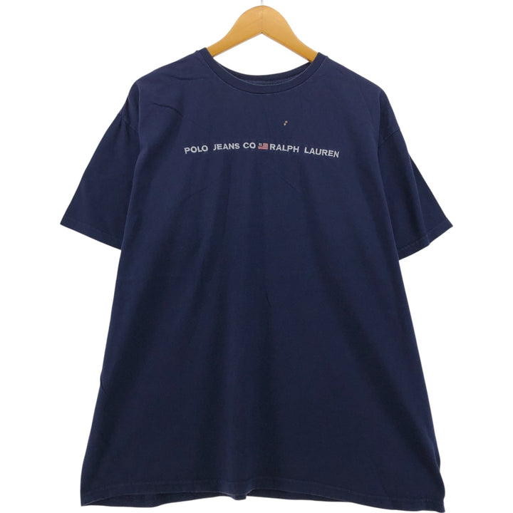 90'S Ralph Lauren POLO JEANS COMPANY short sleeve logo T-shirt made in USA men's size L vintage cotton navy blue type Vintage Second Hand