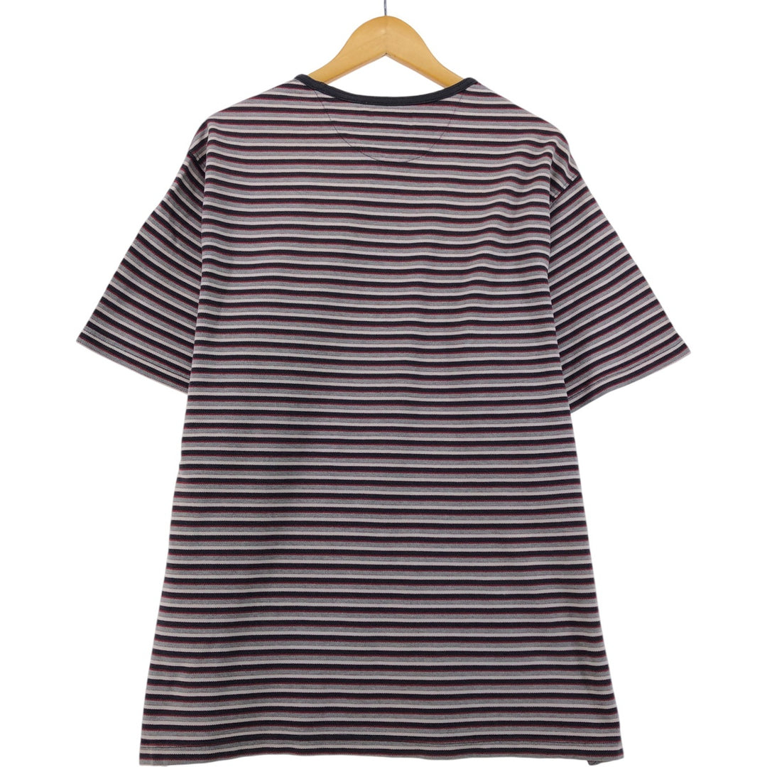 90'S Ralph Lauren CHAPS Pique Short Sleeve Striped T-Shirt Men's XL Vintage cotton gray type Vintage Second Hand