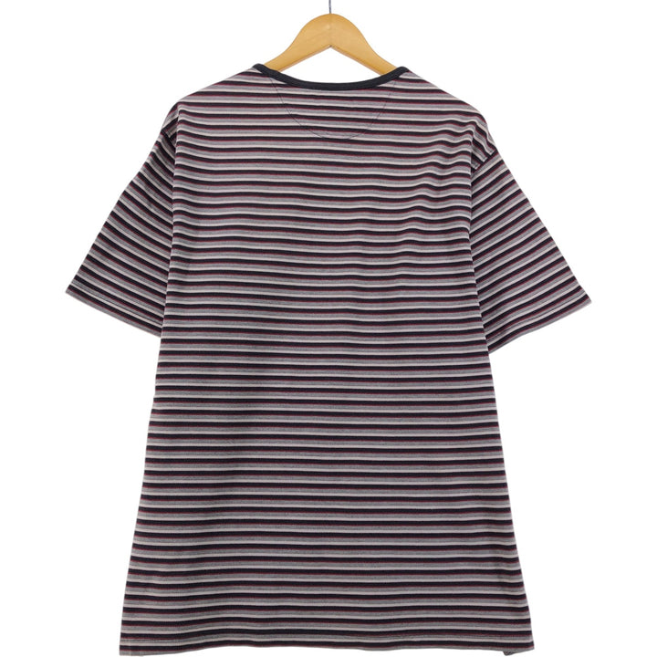 90'S Ralph Lauren CHAPS Pique Short Sleeve Striped T-Shirt Men's XL Vintage cotton gray type Vintage Second Hand