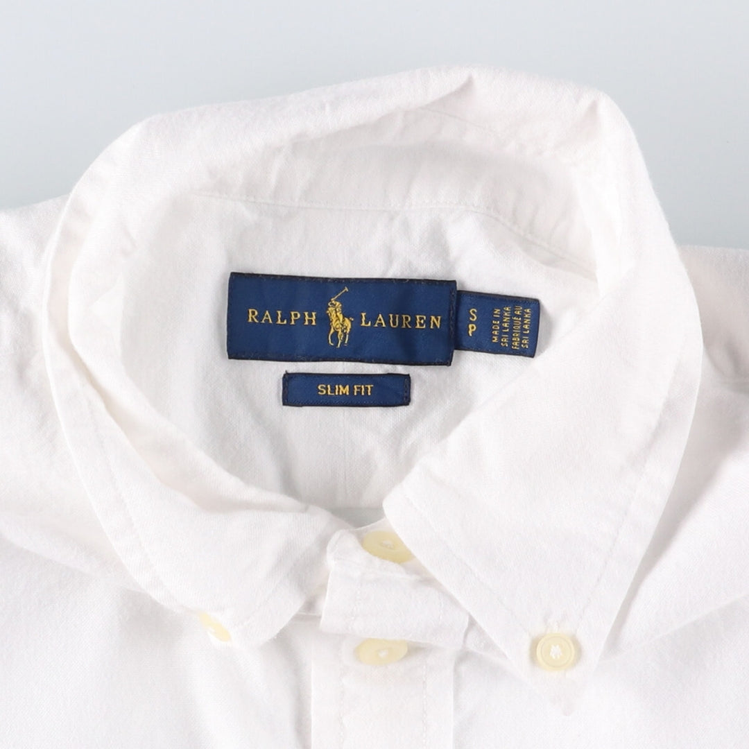 Ralph Lauren SLIM FIT Slim fit 5/8 sleeve button down short sleeve cotton shirt Men's S size cotton white type Vintage Second Hand