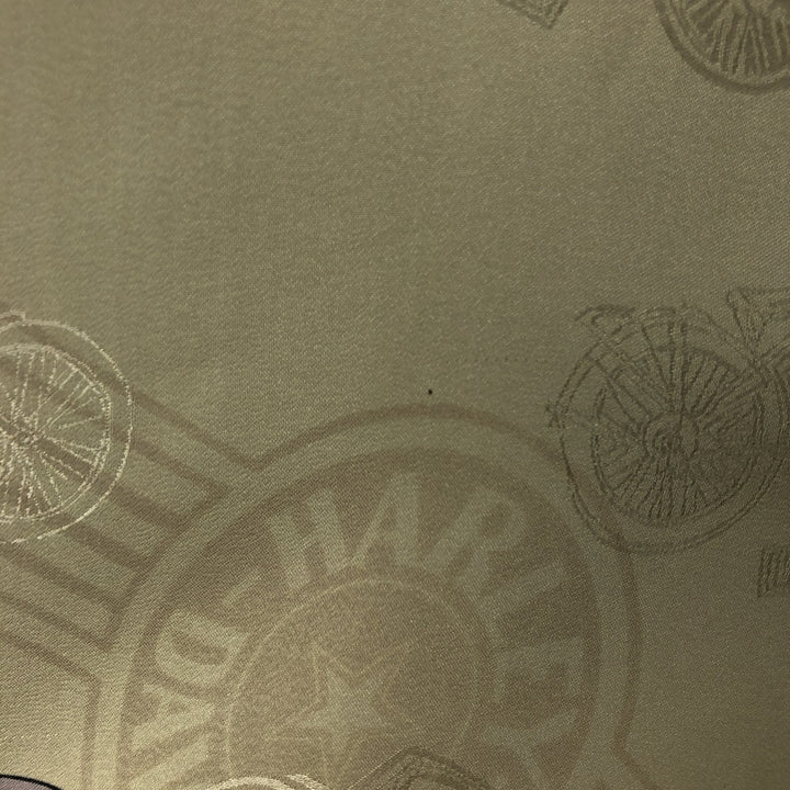 Harley Davidson all-over print open collar silk Hawaiian aloha shirt box shirt women's size M silk Khaki type sage green Vintage Second Hand