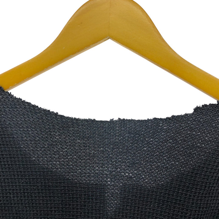 Eagle Pattern Cut-off V-neck Thermal Long T-shirt Waffle Women's S size unclear Charcoal Vintage Second Hand