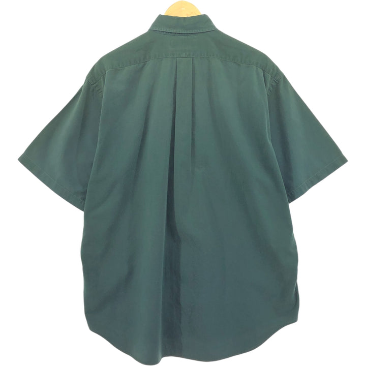 Ralph Lauren BLAIRE short sleeve button down shirt, men's size L cotton Green type dark green Vintage Second Hand
