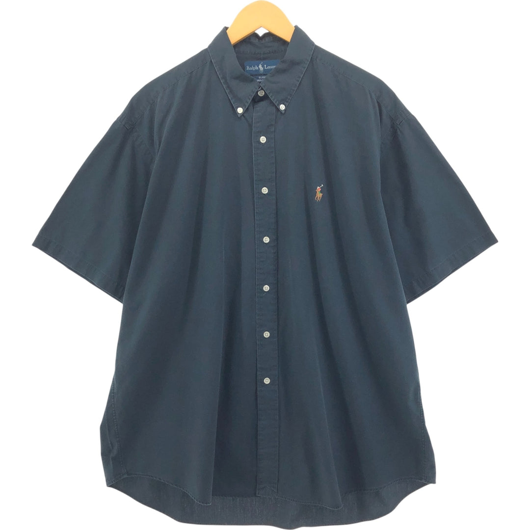 Ralph Lauren BLAKE short sleeve button down shirt, men's XL size cotton black type Vintage Second Hand