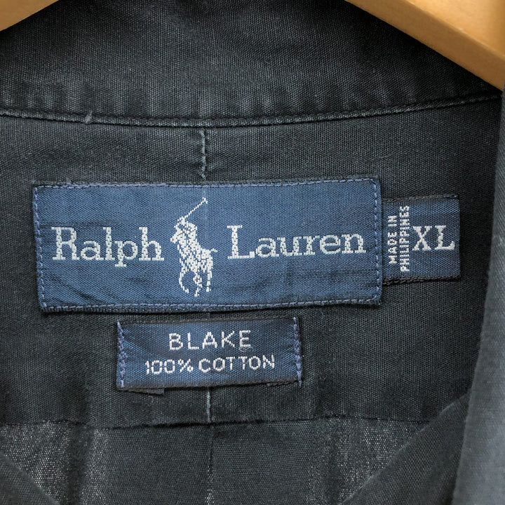 Ralph Lauren BLAKE short sleeve button down shirt, men's XL size cotton black type Vintage Second Hand