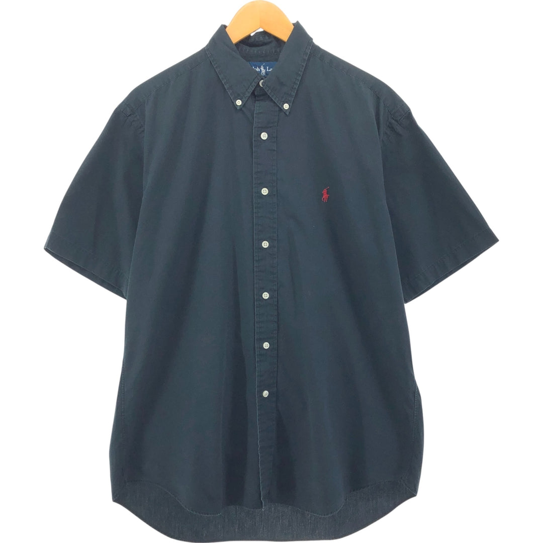 Ralph Lauren BLAKE short sleeve button down shirt, men's size M cotton black type Vintage Second Hand