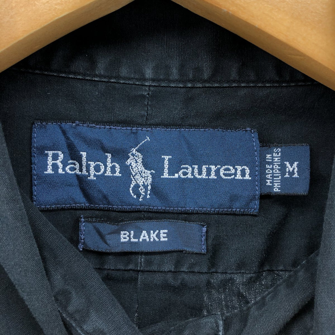 Ralph Lauren BLAKE short sleeve button down shirt, men's size M cotton black type Vintage Second Hand