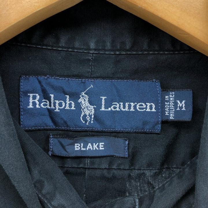 Ralph Lauren BLAKE short sleeve button down shirt, men's size M cotton black type Vintage Second Hand