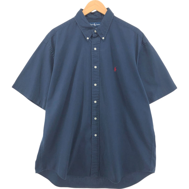 Ralph Lauren BLAKE short sleeve button down shirt, men's XL size cotton navy blue type Vintage Second Hand
