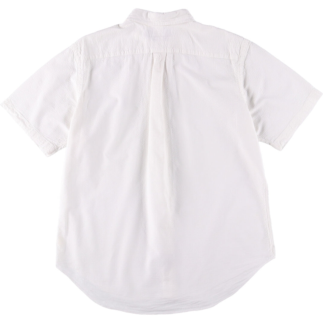 Ralph Lauren Classic Fit Seersucker Short Sleeve Button Down Shirt, Men's Size L cotton white type Vintage Second Hand