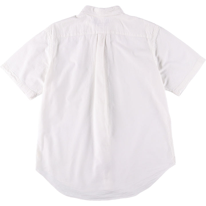 Ralph Lauren Classic Fit Seersucker Short Sleeve Button Down Shirt, Men's Size L cotton white type Vintage Second Hand